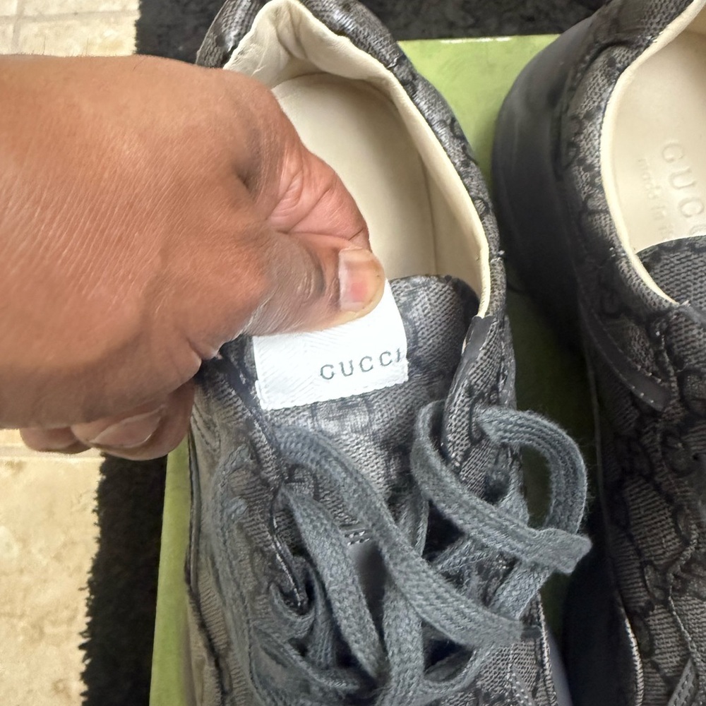 Gucci Charcoal Textured Sneakers - Picture 2 of 10